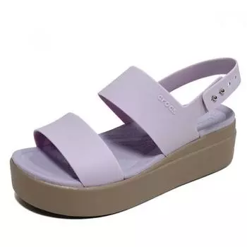 Crocs Сандалии на низкой танкетке Brooklyn MiSt Mushroom женские летние высокие тапочки для плавания 2064 2064535PV/230mm(W6)
