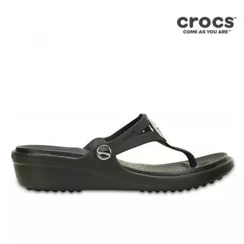 Crocs Slipper Sandals Tqj 203342 060 Sanrah Beveled Circle Wdg Flip Blk Blk 220