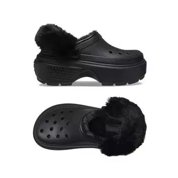 Crocs Stomp Line Clogs Fur Indoor Shoes Black 208546 001 black230