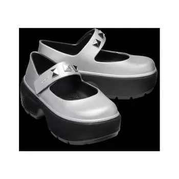 Crocs Stomp Metallic Mary Jane Silver 210437 040 gray antique silver/230