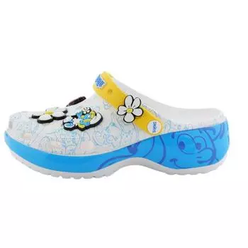 Crocs The Smurfs x Classic Platform Clog Смурфетта Женские кроссовки Бело-синие 210822-90H 36-37
