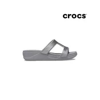 Crocs Womens Monterey Metallic Wedge Grey 207144 007 W5 220