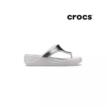 Crocs женские Monterey металлик клин флип серебристый 206303 0go W5 220