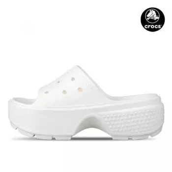 CrocS женские Stomp толстый каблук высокие скользящие тапочки сандалии мел 209346 0wv 2093460WV/M5/W7240