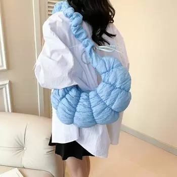 Сумка для круассанов 2024 года, новая сумка для круассанов, сумка-мессенджер на плечо, плиссированная сумка-облако, большая вместительная сумка для пельменей бежевый