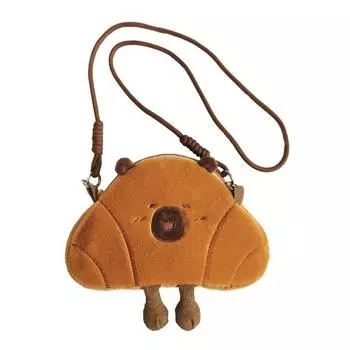 Croissant Bread Capybara Cute Animal Plush Messenger Bag For Women Men And Horn Water Pig