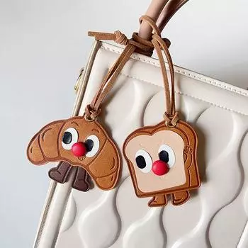 Croissant Toast Pendant Niche Design Bag Pendant Decoration Cartoon Cute Car Pendant Keychain A