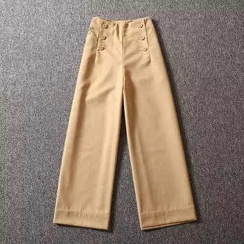 Cropped Fashion All-Matching K-style Pure Color Casual Loose Pants Khaki ankle-length pants XS