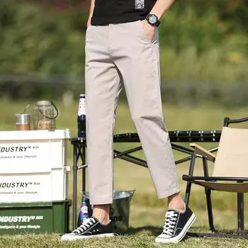 Cropped Pants Men s Summer Trousers White 9-point Thin Cotton Casual Pants Young Men 28