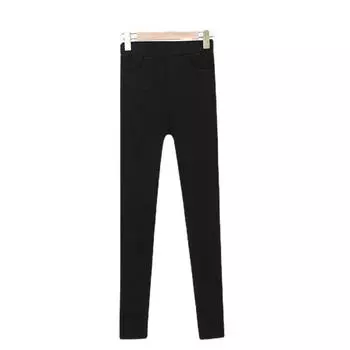 Cropped Pants, Thin Fleece, Plush Black Leggings, Small Feet, Tight Women s Pants, Outside, Autumn and Winter Warm Pants, Pencil Pants S