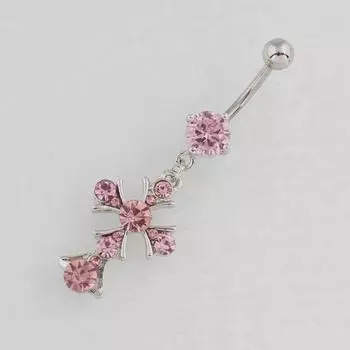 Cross Belly Button Ring Hypoallergenic Stainless Steel Curved Bar for Body Piercing Jewelry