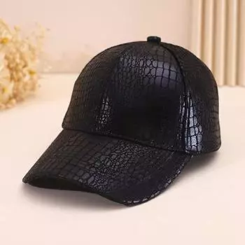 Cross-Border 2024 Men and Women Same Style Baseball Cap Spring Crocodile Skin Hip Hop Hat Hip Hop Hipster Curved Brim Peaked Cap Black Adjustable