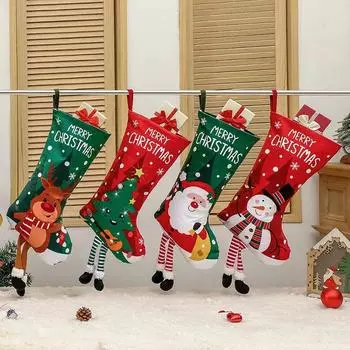 Cross Border Christmas New Christmas Socks Decoration Snowman Gift Bag Christmas Tree Decoration Gift Socks Fireplace Pendant