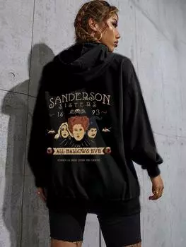 Трансграничная европейская и американская женская мультяшная модная толстовка с капюшоном и воротником из бархата S коричневый