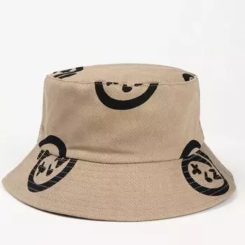 Cross-Border Fashion Print Reversible Fisherman Hat Spring and Summer Men s and Women s Outdoor Sun Hat British Retro Easy Matching Bucket Hat Tide Khaki L(58-60cm)