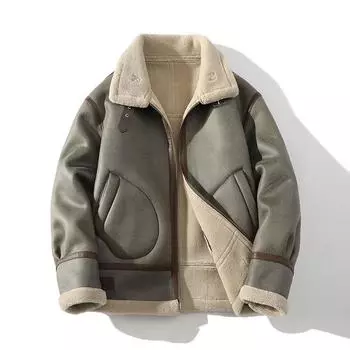 Cross Border и новая модель, объемная куртка с меховым отворотом, теплая и утолщенная флисовая куртка JK1972 L бездна