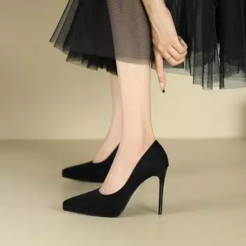 Cross-border leopard print suede waterproof table high heels women s pointed thin heels super high heels igeels 34 цветной печати леопарда