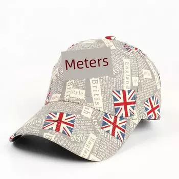 Cross-Border New Arrival British Flag Letter Graffiti Baseball Cap Men and Women Fashion Fashion M Flag Peaked Cap Tide Gray Adjustable