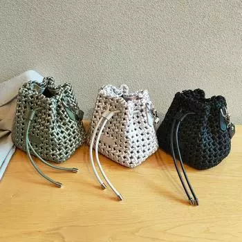 Cross Border Новая тканая сумка-ведро Французская модная сумка через плечо Персонализированная трендовая сумка-ведро для женщин 17x12x17cm зелёный