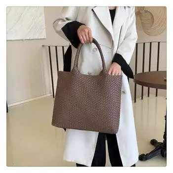 Cross Border Tote Fashion PU двусторонняя контрастная сумка ручной работы с текстурой, ручная большая вместительная одноплечевая женская сумка