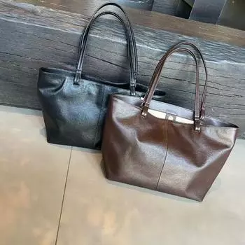 Cross Border женская сумка из загорелой коровьей кожи простая сумка-тоут дорожная сумка через плечо женская сумка для компьютера большой вместимости из натуральной кожи высокого качества 34x15x30cm кофейный