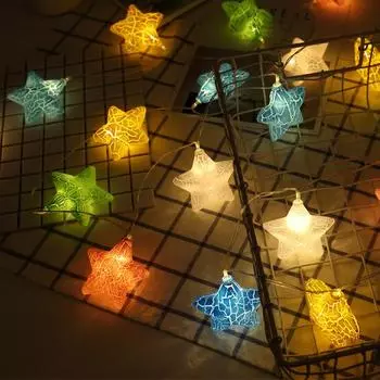 Cross-BorderInsNewLedLighting Chain Christmas Crack XINGX Цепь шарового освещения Цветные огни на открытом воздухе 1.5M10Lamp Battery- теплый белый