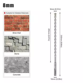 Cross Drill Bit Alloy Electric Hammer Drill Concrete Through Wall Hole Impact Drill Bit, Wall Hole Drill, Electric Hammer Drill Bit round shank cross drill bit 8X260