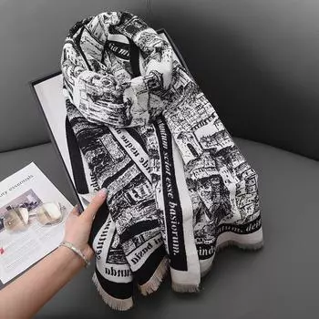 Cross-Level Fashion Roman Arena Печатный шарф Женский дизайн Sense Niche Милый крутой стиль ретро шаль 67*185