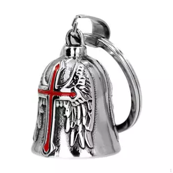 Cross Motorcycle Bell Pendant Decoration Unique Gifts Keychain with Keyring for Riding Men красный