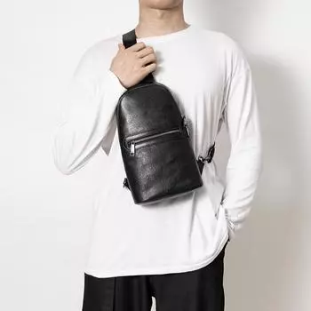 Cross Натуральная кожа Мужская нагрудная сумка-переноска с верхним слоем из коровьей кожи Повседневная модная нагрудная сумка чёрный