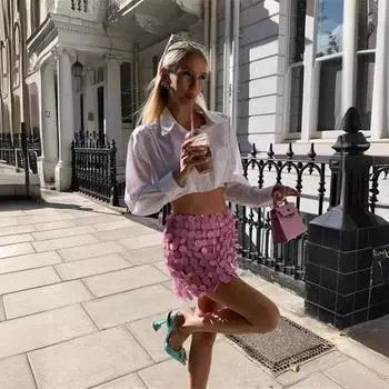 Cross новая юбка в стиле панк-стиль с бисером и сексуальной уличкой One size розовый