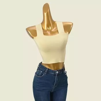 Cross Slim-Fit Knitted Underwear Top Camisole Milk yellow S