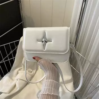 Cross Star Square Bag 2024 Новая простая текстура легкая сумка через плечо повседневная универсальная популярная сумка-мессенджер в иностранном стиле белый