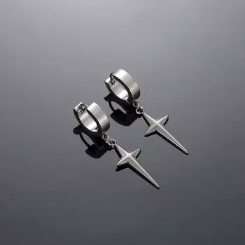 Cross Star Stud Earrings Men s Cold Style Personalized Hip Hop Trendy Single Men Fancy Fashion Ear Clip Non-Pierced Earrings X123-A (a pair of ear holes) gift box