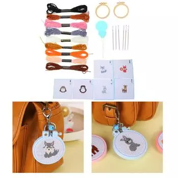 Наборы для вышивки крестиком с узорами животных, пяльцы для вышивания, стартовые наборы для вышивания для начинающих взрослых любителей рукоделия