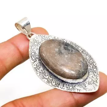 Подвеска из серебра 925 пробы с драгоценным камнем в виде креста, ручная работа, 2,46 дюйма 2.46 коричневый