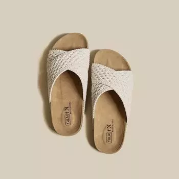 Cross-strap knitted slippers women s summer wear new retro thick-bottomed beach vacation cool slippers 35