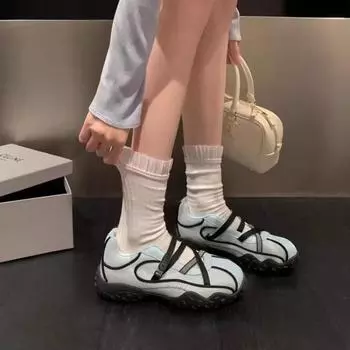 Cross-strap lazy one-pedal women s shoes summer new thick-soled heightening sports shoes fashion versatile casual shoes 35