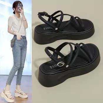 Cross Strap Women s Chunky Sandals Summer Luxury Women Gladiator Sandals Flip Flops Fashion Slingbacks Ladies Slippers De Mujer 35