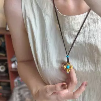 Cross Vajra Pestle Pendant Necklace Versatile Premium Retro