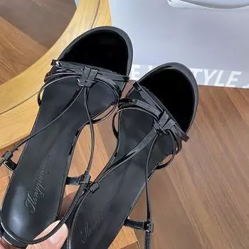 Cross word thin strap sandals women s new summer sexy royal sister versatile temperament black high heels 34