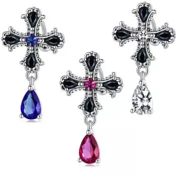 Cross Zircon Water Droplets Pendant Belly Button Nail Piercing Fake Belly Button Ring Body Jewelry For Women