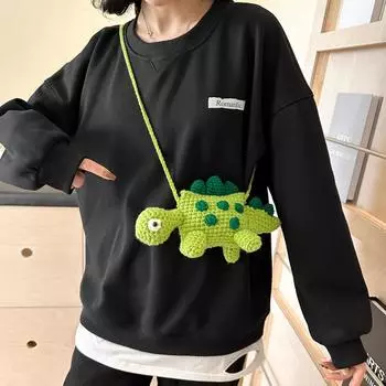 CrossBody Bag Dinosaur Shoulder Purses, Crochet Bags for Women - Knit Bag for Girl Women зелёный