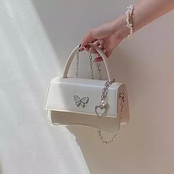 Сумка через плечо для женщин, однотонная, с цепочкой-бабочкой, декоративная женская сумка из искусственной кожи, высококачественная текстурированная женская сумка через плечо