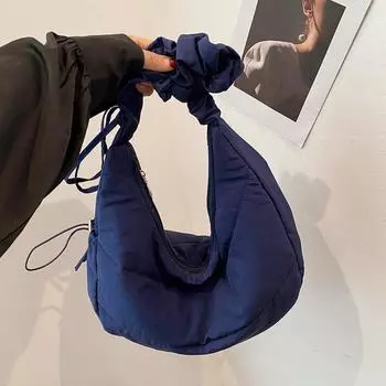 Crossbody Bag INS Shoulder Bag Nylon Fashion Underarm Bag Simple Pleated Hand Bag Storage Bag