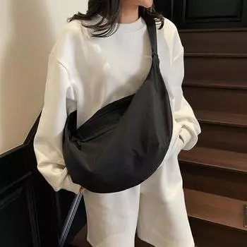 Crossbody Bag Large Capacity Hobo Bag Lightweight Women s Shoulder Bag бежевый