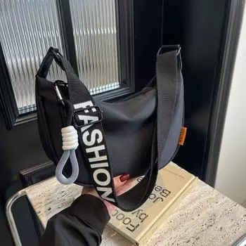 Crossbody bag women s cloth bag summer canvas casual dumpling bag niche commuter small bag single shoulder versatile new model чёрный