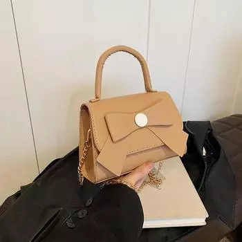 Crossbody Bag Women S Fashion Niche Design Chain Bow Portable Small Square Bag Work Hand Bag розовый