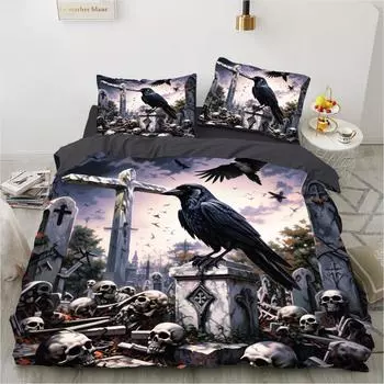 Crow Colorful Double Queen King Twin Full Size Постельное белье Комплекты постельного белья с героями мультфильмов Пододеяльники Комплект постельного белья для девочек Белое постельное белье EU Single 135x200cm