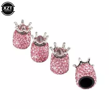 Crown Bling Diamond Crystal Колесные колпаки Rhinestone Clay ABS Автомобильные шины Valves Шины Шток Воздушные колпачки для клапанов Герметичный чехол Bling